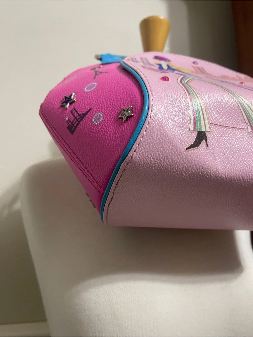 Barbie VTG Bon Voyage Pink & Blue Dome Satchel Bag